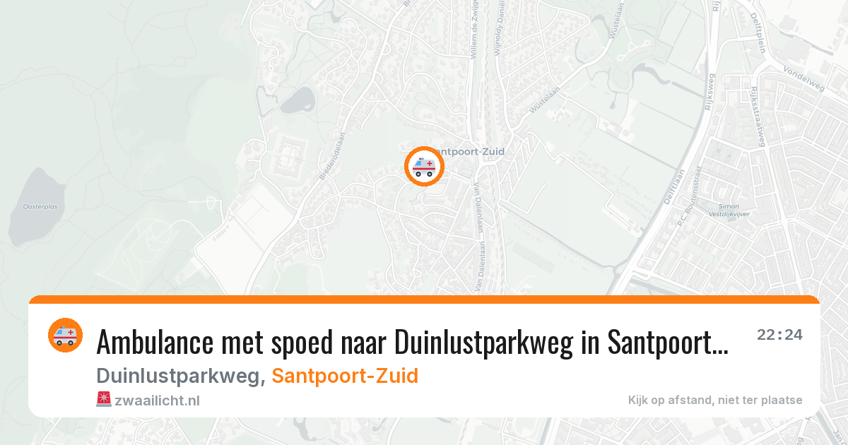 Ambulance met spoed naar Duinlustparkweg in Santpoort-Zuid — 14 jun 2026