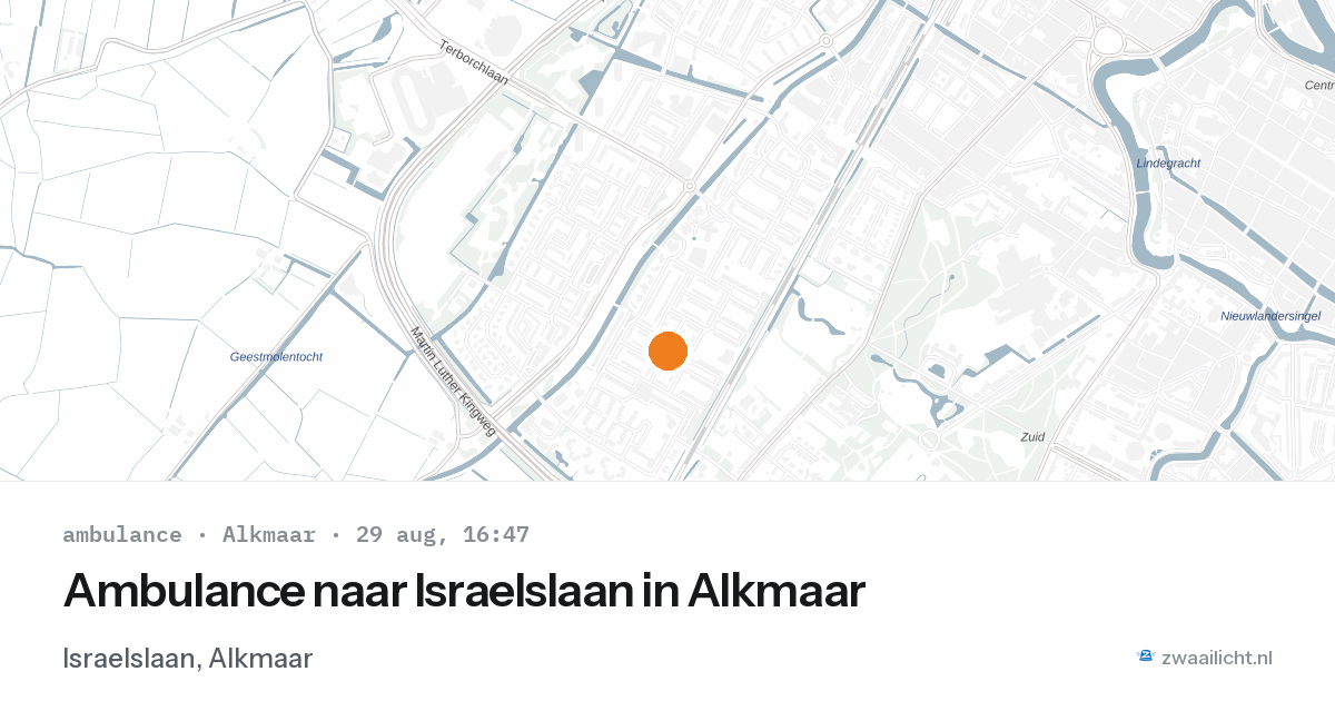 Ambulance naar Israelslaan in Alkmaar — 29 aug 2026