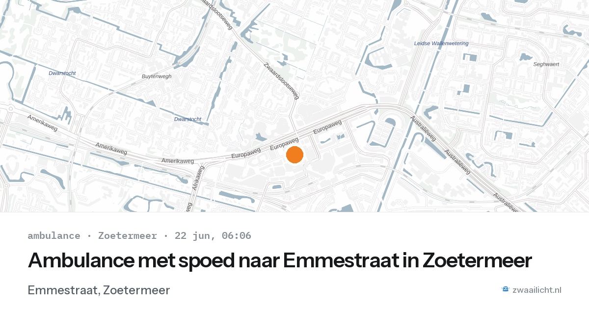 Ambulance met spoed naar Emmestraat in Zoetermeer — 22 jun 2026