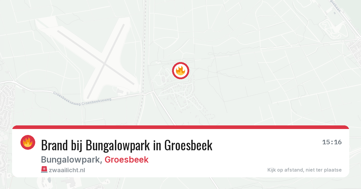 Brand bij Bungalowpark in Groesbeek — 1 aug 2026