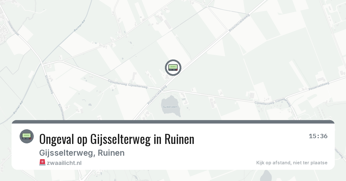 Ongeval op Gijsselterweg in Ruinen — 8 mrt 2026