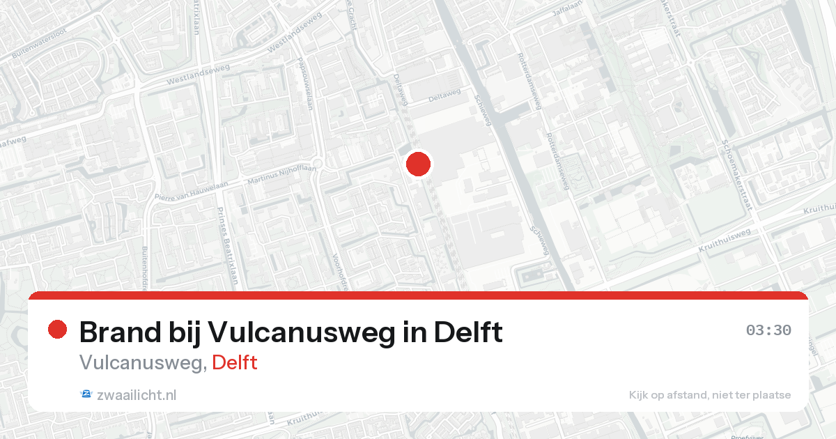 Brand bij Vulcanusweg in Delft — 20 aug 2026