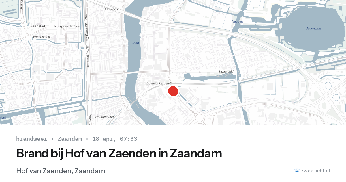 Brand bij Hof van Zaenden in Zaandam — 18 apr 2026