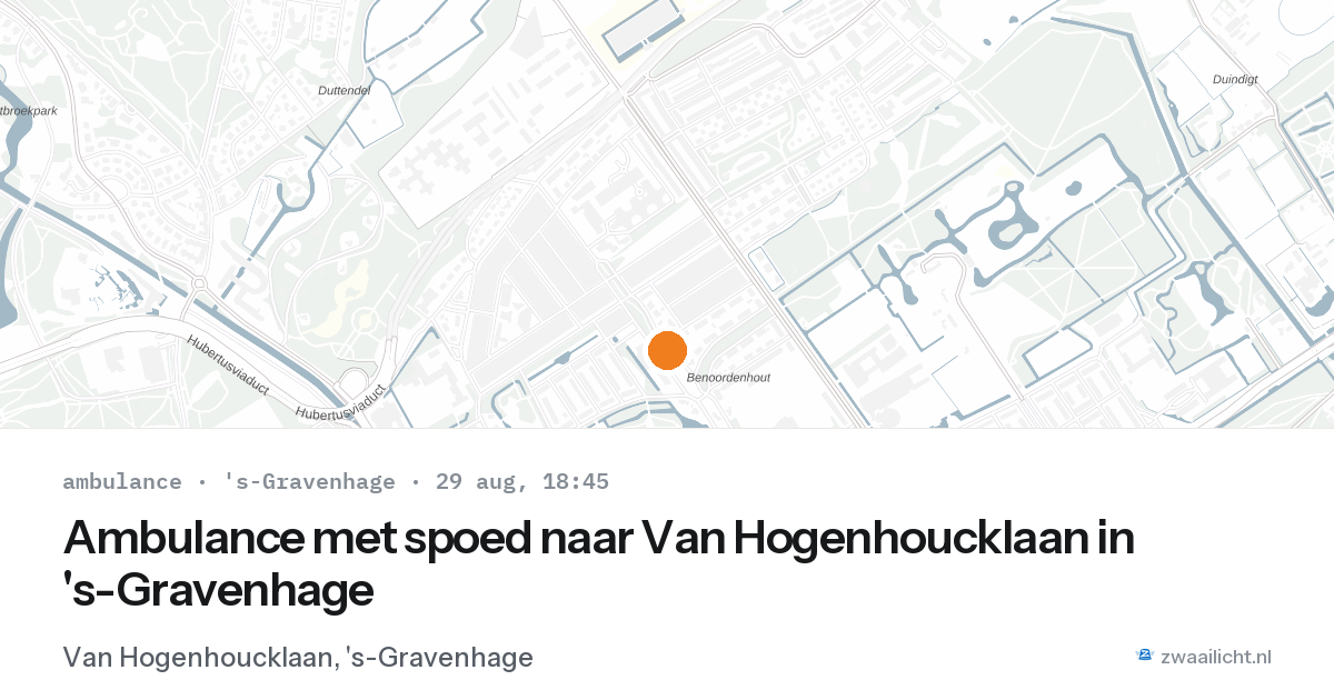 Ambulance met spoed naar Van Hogenhoucklaan in 's-Gravenhage — 29 aug 2026
