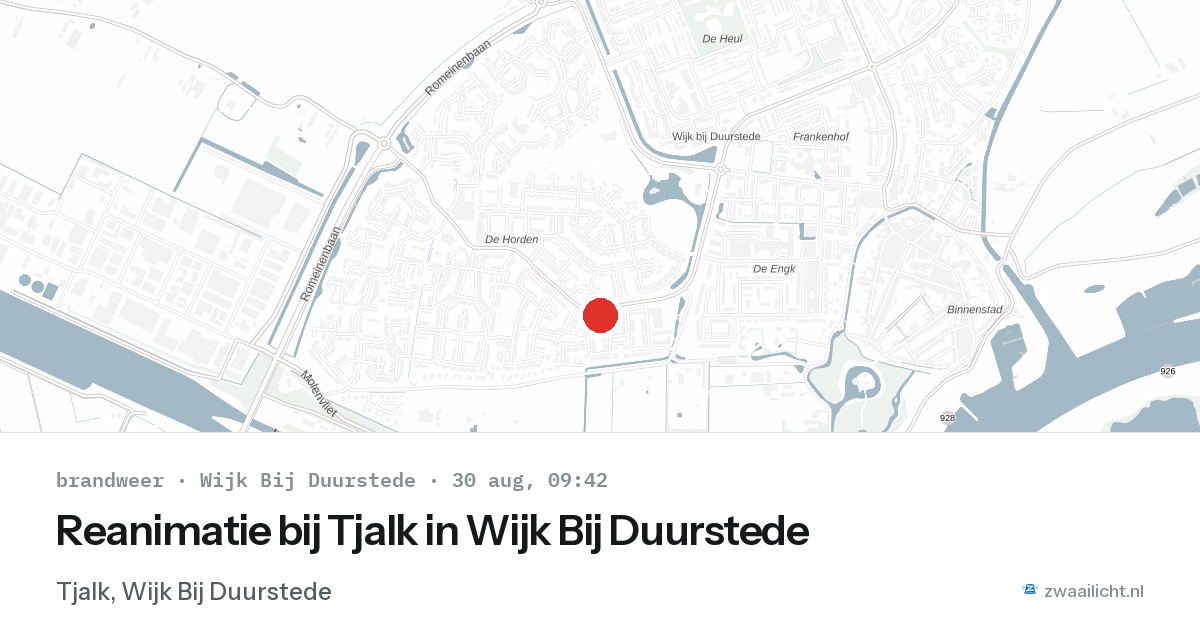 Reanimatie bij Tjalk in Wijk Bij Duurstede — 30 aug 2026