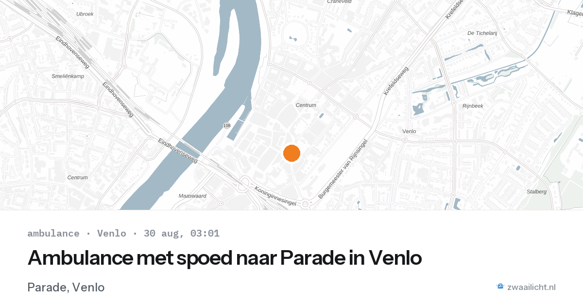 Ambulance met spoed naar Parade in Venlo — 30 aug 2026