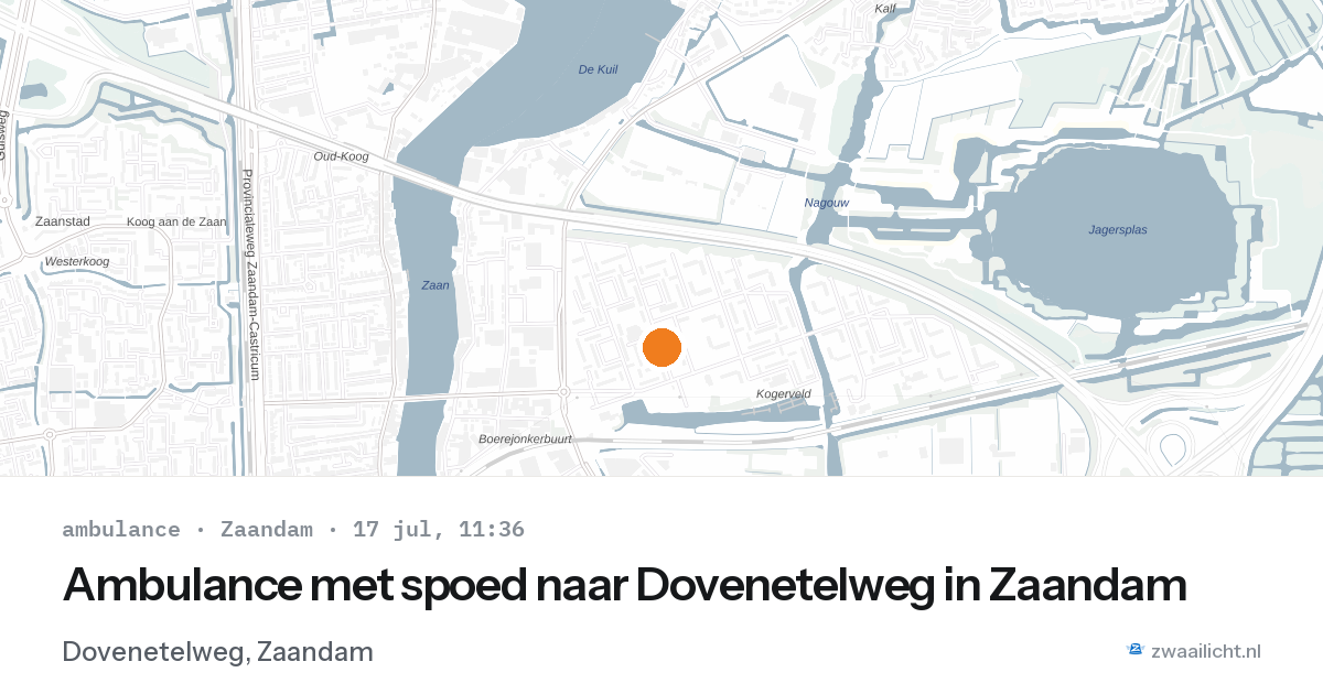 Ambulance met spoed naar Dovenetelweg in Zaandam — 17 jul 2026