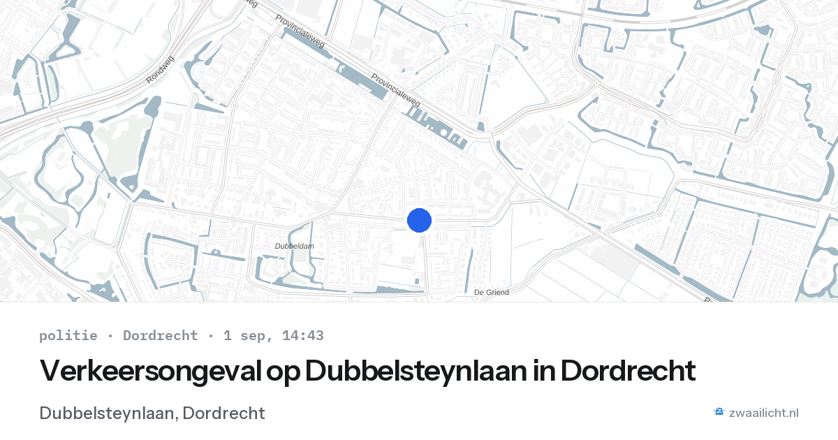 Verkeersongeval op Dubbelsteynlaan in Dordrecht — 1 sep 2026