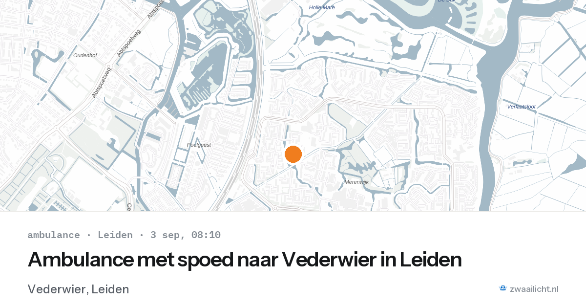 Ambulance met spoed naar Vederwier in Leiden — 3 sep 2026