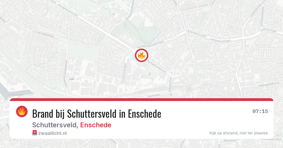 Brand bij Schuttersveld in Enschede — 22 jun 2026