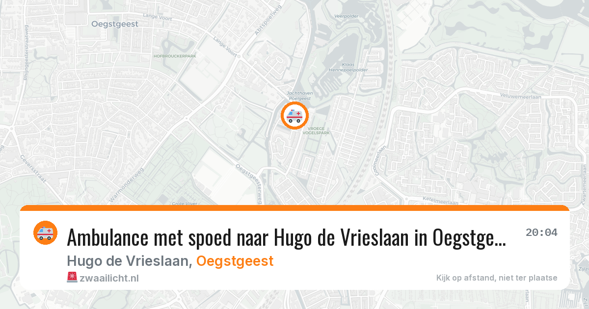 Ambulance met spoed naar Hugo de Vrieslaan in Oegstgeest — 27 jul 2026