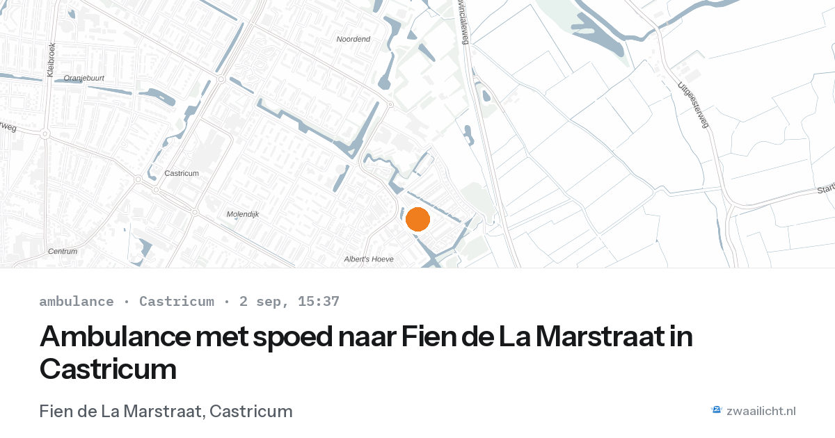 Ambulance met spoed naar Fien de La Marstraat in Castricum — 2 sep 2026