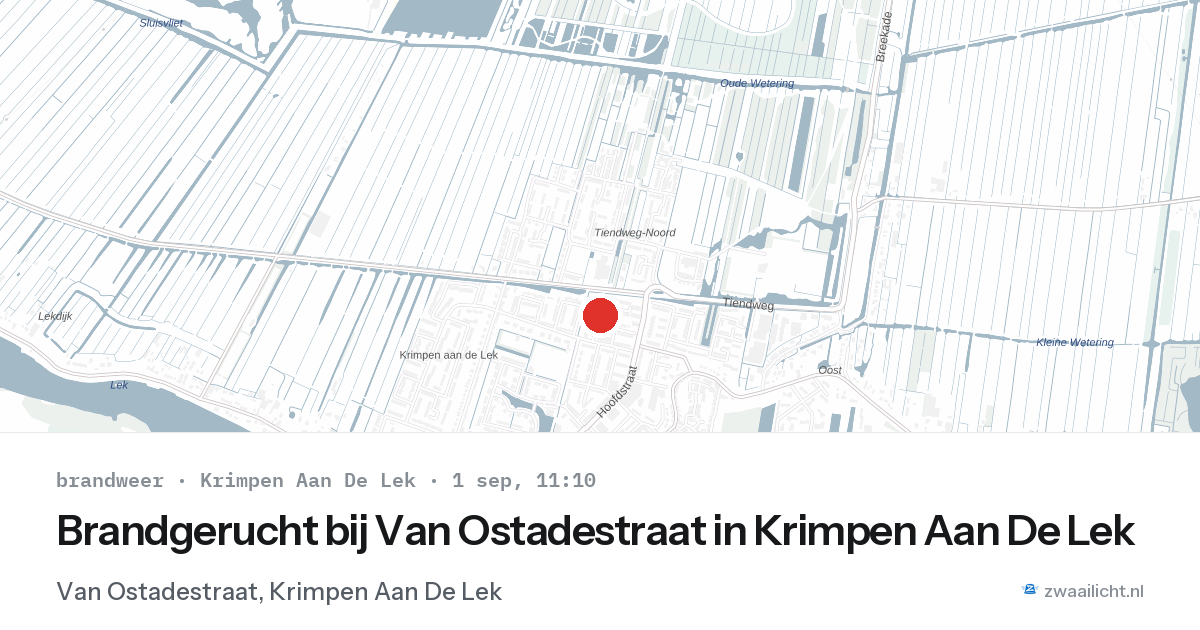 Brandgerucht bij Van Ostadestraat in Krimpen Aan De Lek — 1 sep 2026