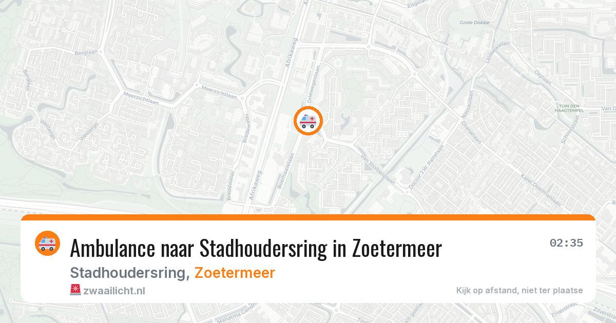 Ambulance naar Stadhoudersring in Zoetermeer — 13 aug 2026