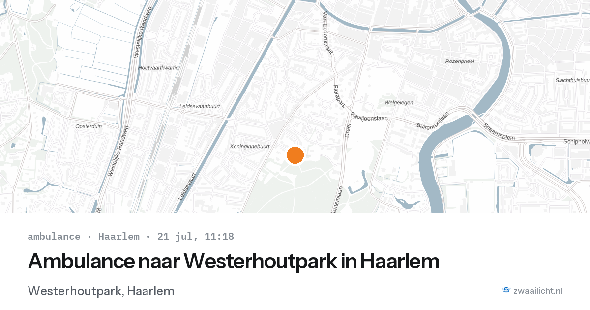 Ambulance naar Westerhoutpark in Haarlem — 21 jul 2026