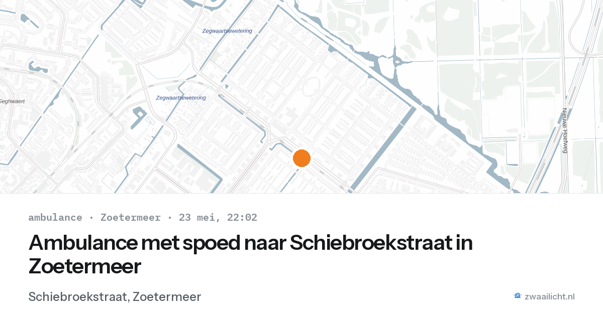 Ambulance met spoed naar Schiebroekstraat in Zoetermeer — 23 mei 2026