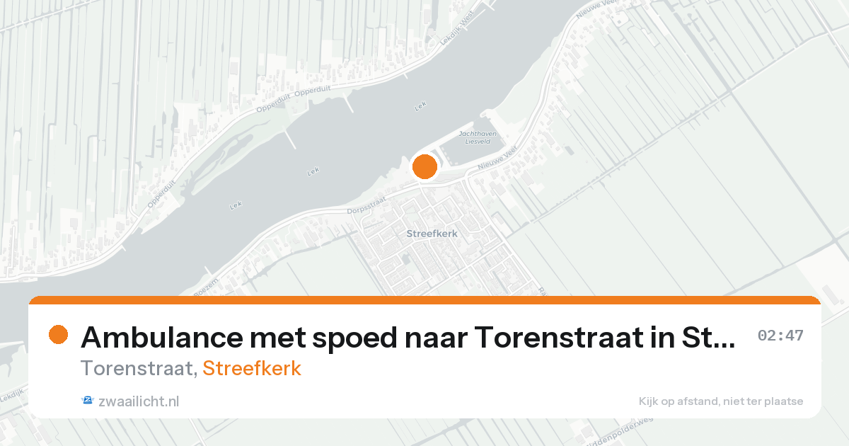 Ambulance met spoed naar Torenstraat in Streefkerk — 16 aug 2026