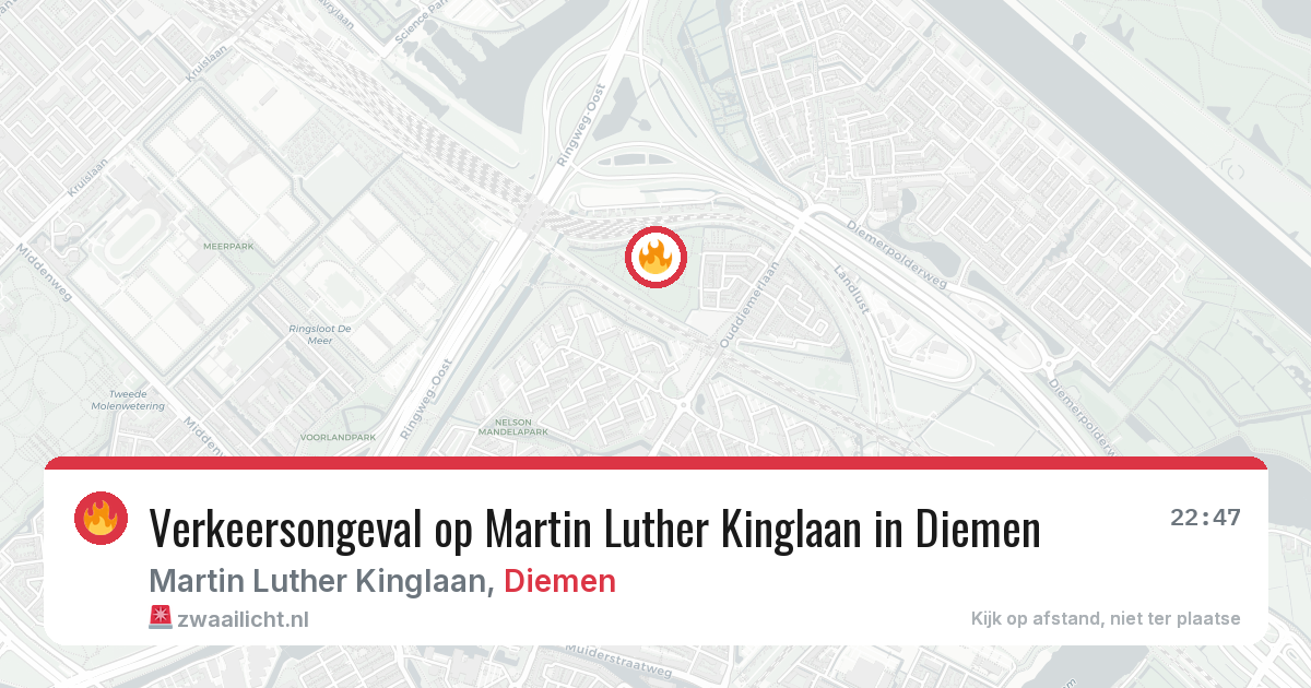 Verkeersongeval op Martin Luther Kinglaan in Diemen — 29 jul 2026
