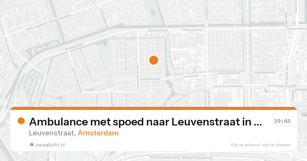 Ambulance met spoed naar Leuvenstraat in Amsterdam — 19 aug 2026