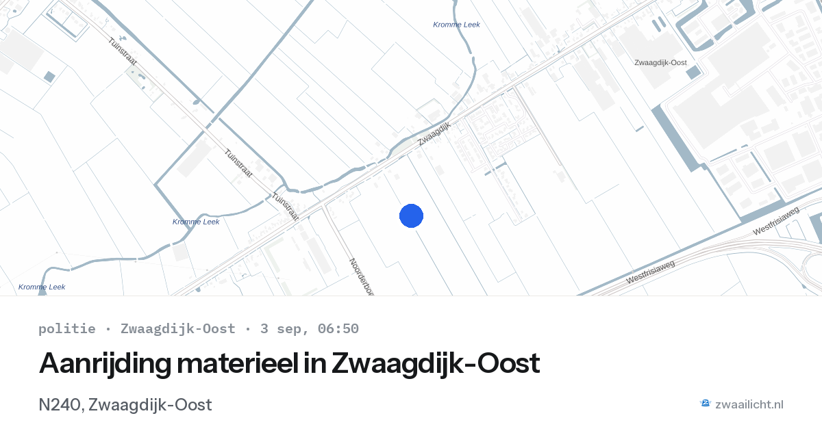Aanrijding materieel in Zwaagdijk-Oost — 3 sep 2026