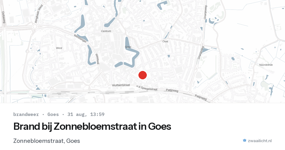 Brand bij Zonnebloemstraat in Goes — 31 aug 2026