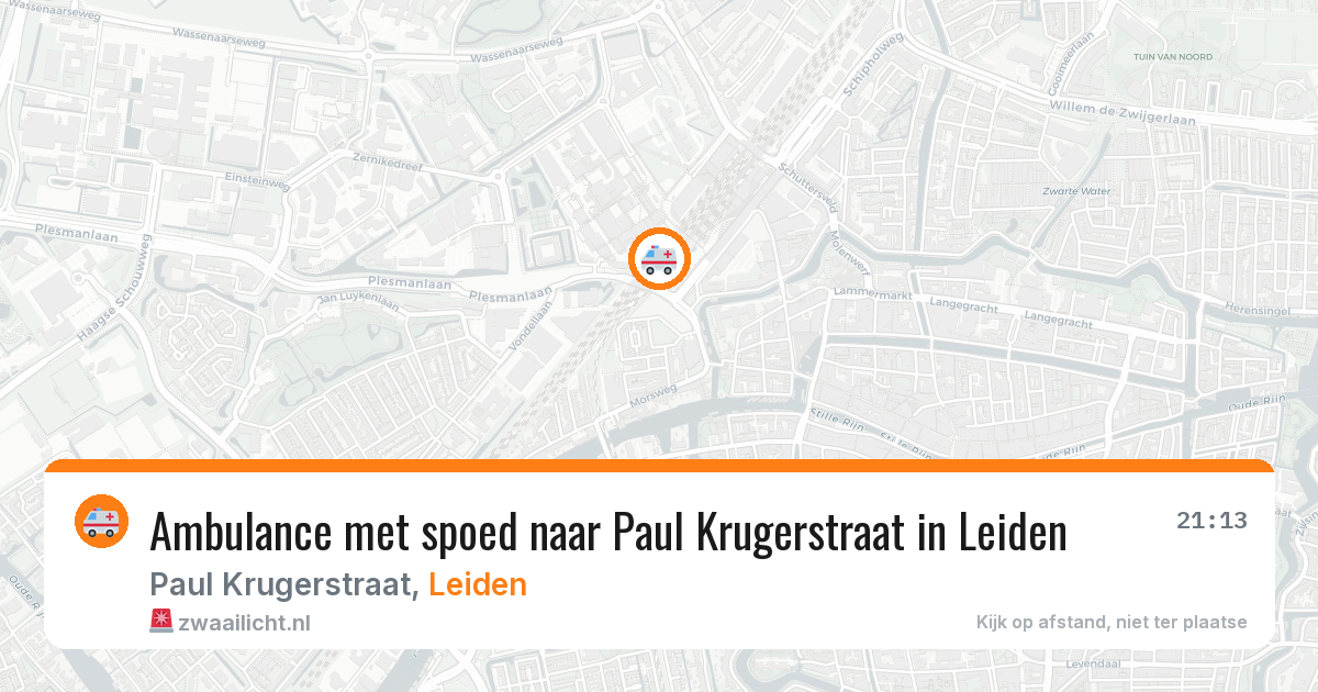 Ambulance met spoed naar Paul Krugerstraat in Leiden — 14 aug 2026