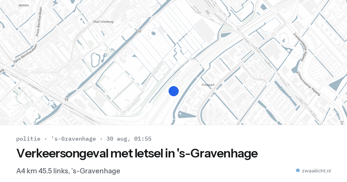 Verkeersongeval met letsel in 's-Gravenhage — 29 aug 2026