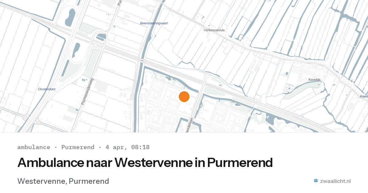 Ambulance naar Westervenne in Purmerend — 4 apr 2026