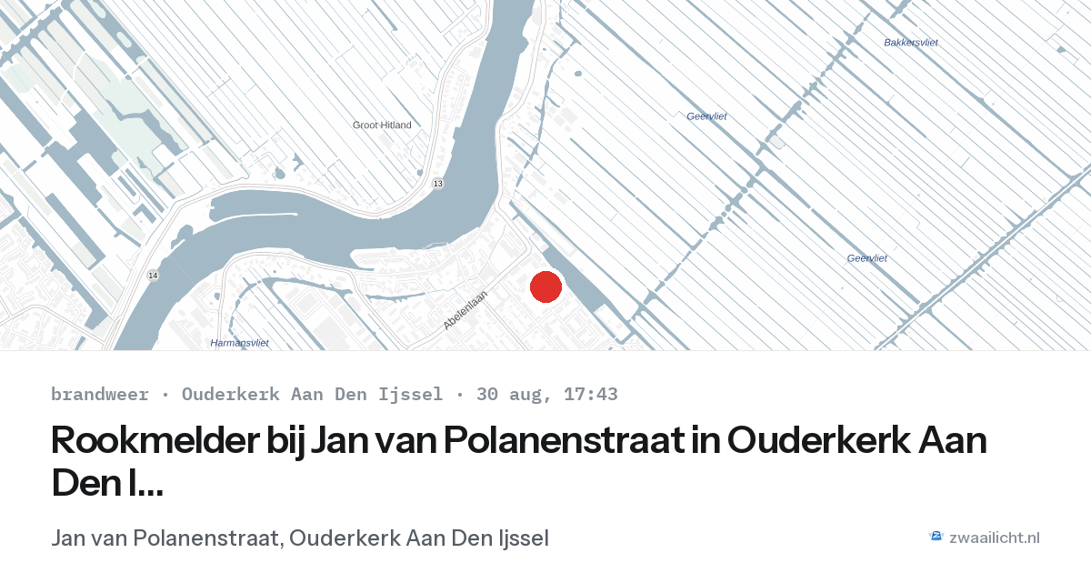 Rookmelder bij Jan van Polanenstraat in Ouderkerk Aan Den Ijssel — 30 aug 2026