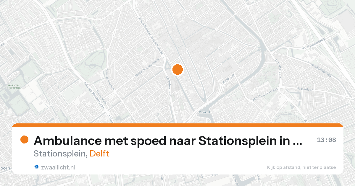 Ambulance met spoed naar Stationsplein in Delft — 18 aug 2026