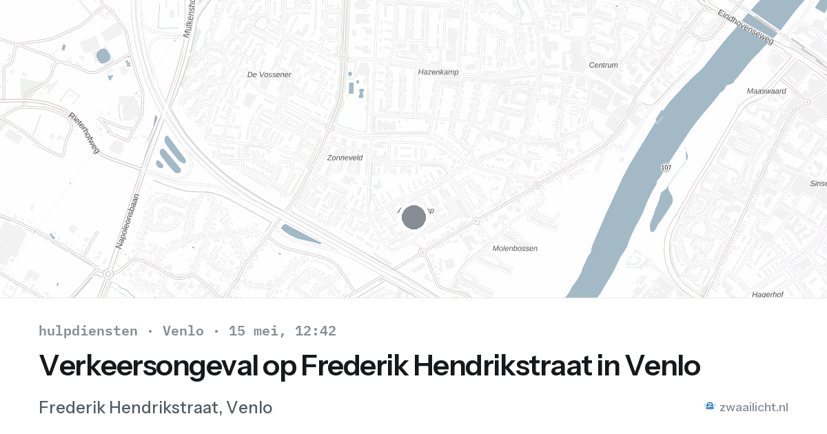 Verkeersongeval op Frederik Hendrikstraat in Venlo — 15 mei 2026