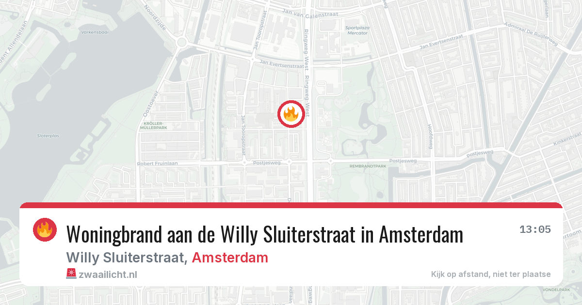 Woningbrand aan de Willy Sluiterstraat in Amsterdam — 30 jun 2026