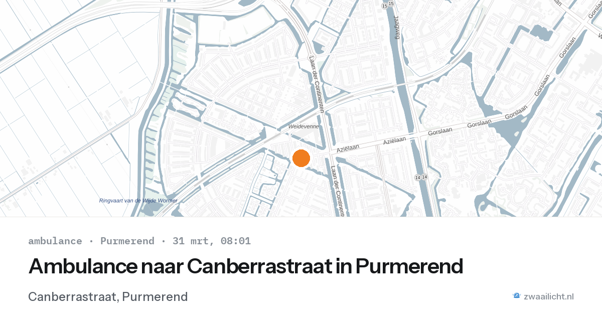 Ambulance naar Canberrastraat in Purmerend — 31 mrt 2026