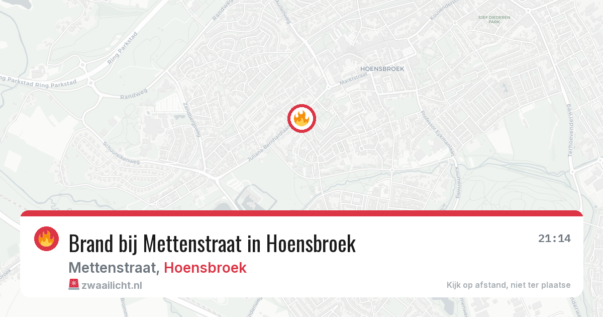 Brand bij Mettenstraat in Hoensbroek — 10 aug 2026