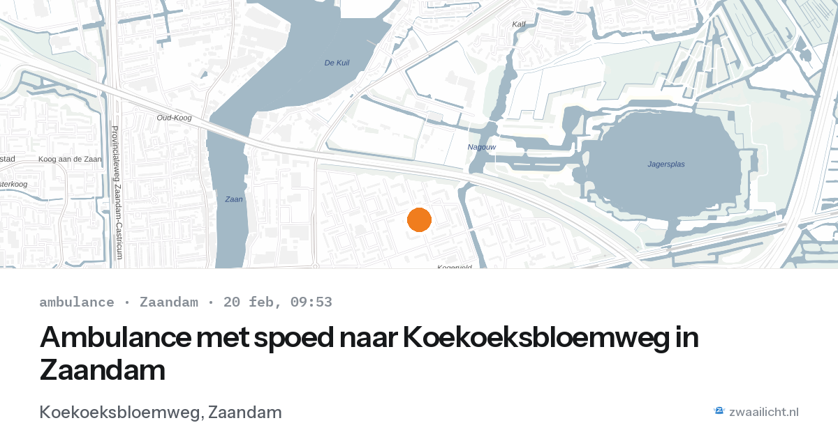 Ambulance met spoed naar Koekoeksbloemweg in Zaandam — 20 feb 2026