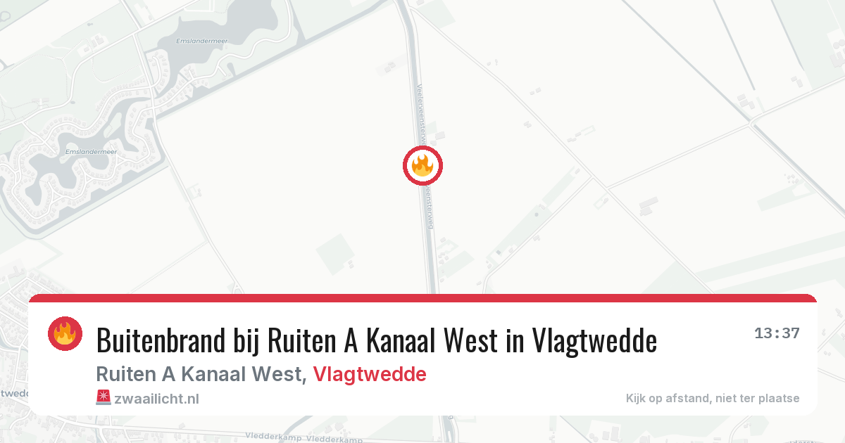 Buitenbrand bij Ruiten A Kanaal West in Vlagtwedde — 13 aug 2026