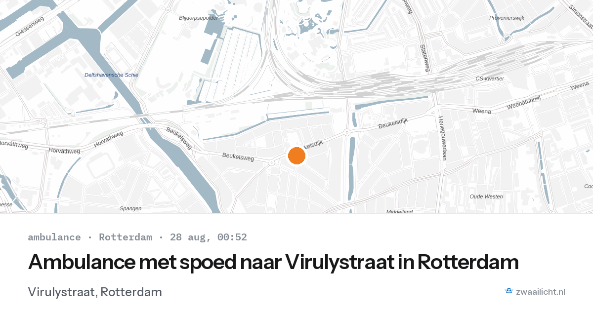 Ambulance met spoed naar Virulystraat in Rotterdam — 27 aug 2026