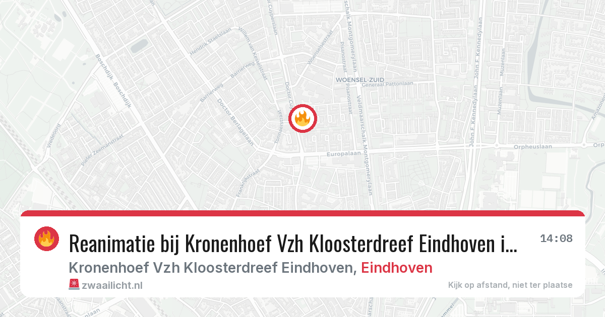 Reanimatie bij Kronenhoef Vzh Kloosterdreef Eindhoven in Eindhoven — 10 jun 2026
