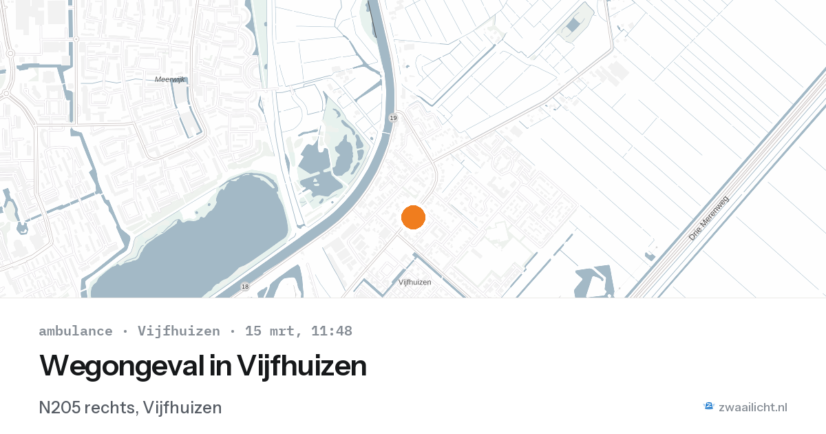 Wegongeval in Vijfhuizen — 15 mrt 2026