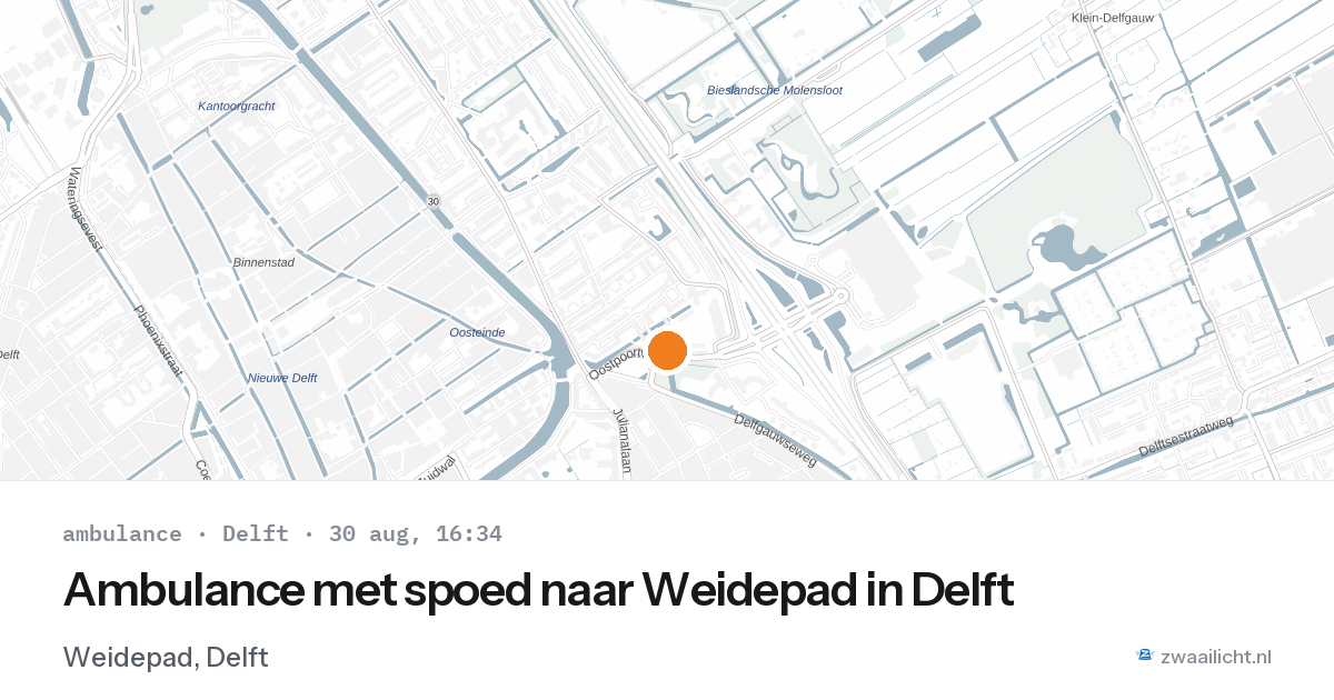 Ambulance met spoed naar Weidepad in Delft — 30 aug 2026