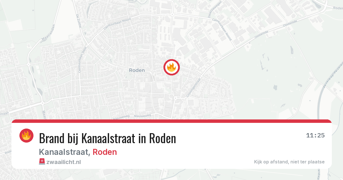 Brand bij Kanaalstraat in Roden — 25 mrt 2026