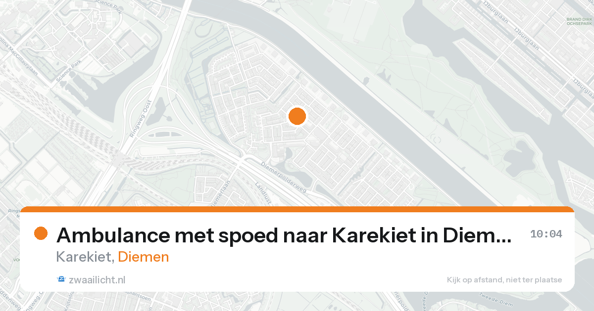 Ambulance met spoed naar Karekiet in Diemen — 20 aug 2026