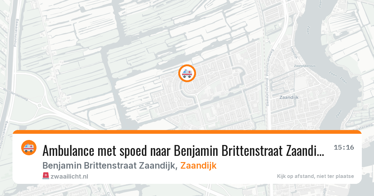 Ambulance met spoed naar Benjamin Brittenstraat Zaandijk in Zaandijk — 20 feb 2026