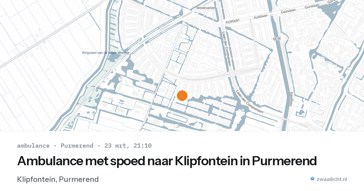 Ambulance met spoed naar Klipfontein in Purmerend — 23 mrt 2026