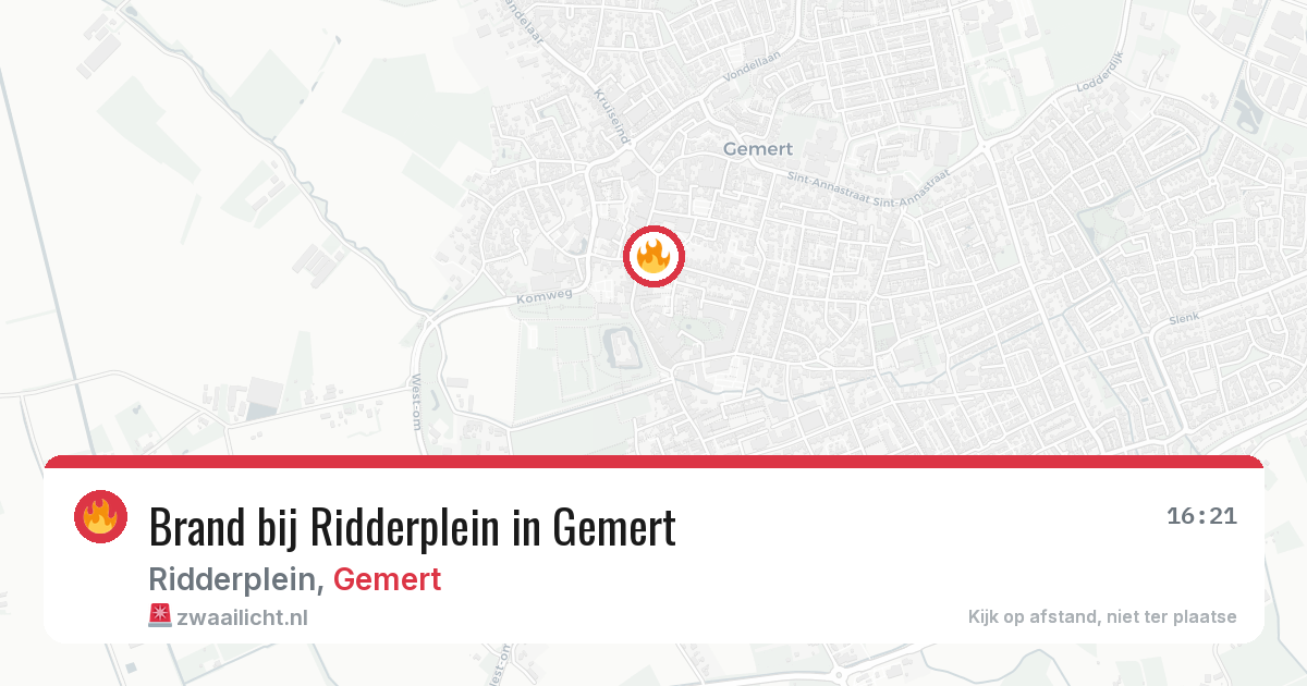 Brand bij Ridderplein in Gemert — 2 aug 2026