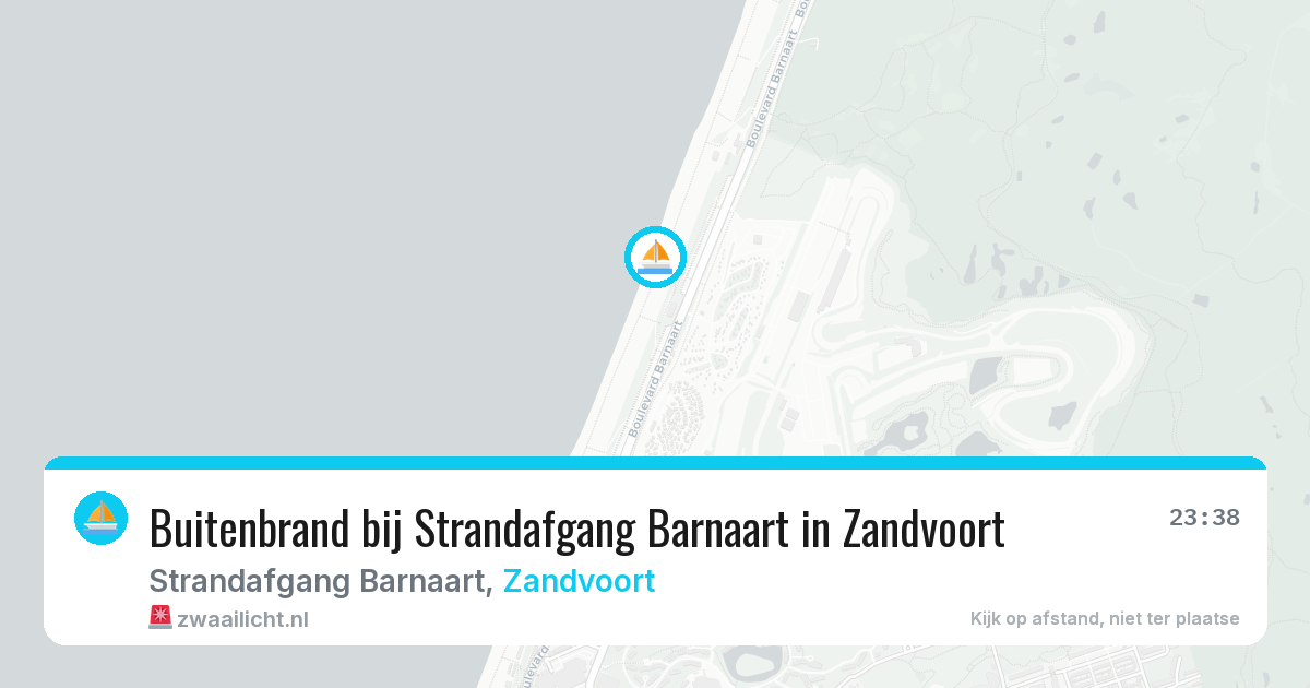 Buitenbrand bij Strandafgang Barnaart in Zandvoort — 13 aug 2026