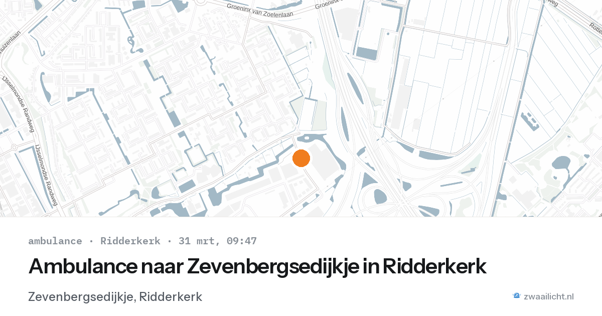 Ambulance naar Zevenbergsedijkje in Ridderkerk — 31 mrt 2026