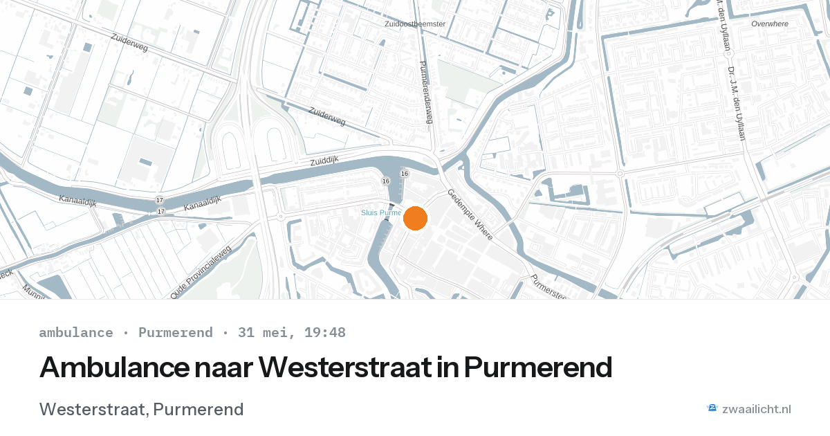 Ambulance naar Westerstraat in Purmerend — 31 mei 2026