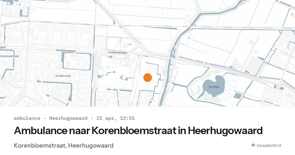 Ambulance naar Korenbloemstraat in Heerhugowaard — 21 apr 2026