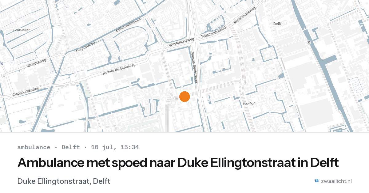 Ambulance met spoed naar Duke Ellingtonstraat in Delft — 10 jul 2026